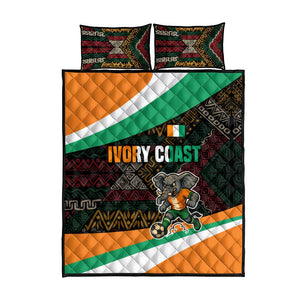 Ivory Coast Elephants Football Quilt Bed Set Soccer with Tribal Pattern - African Pride