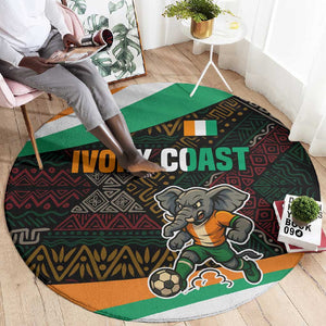 Ivory Coast Elephants Football Round Carpet Soccer with Tribal Pattern - African Pride