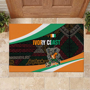 Ivory Coast Elephants Football Rubber Doormat Soccer with Tribal Pattern - African Pride