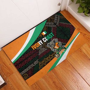 Ivory Coast Elephants Football Rubber Doormat Soccer with Tribal Pattern - African Pride