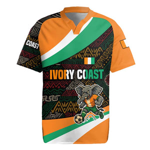 Ivory Coast Elephants Football Rugby Jersey Soccer with Tribal Pattern - African Pride