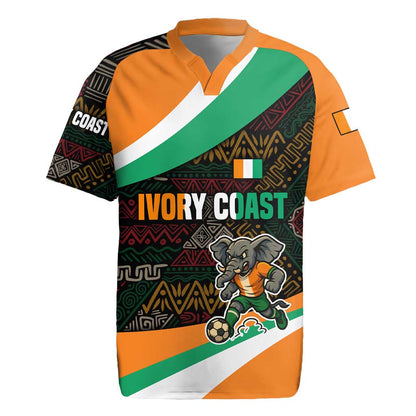 Ivory Coast Elephants Football Rugby Jersey Soccer with Tribal Pattern - African Pride