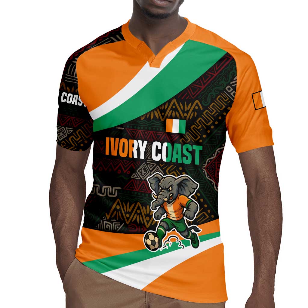 Ivory Coast Elephants Football Rugby Jersey Soccer with Tribal Pattern - African Pride