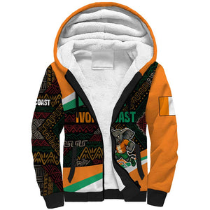 Ivory Coast Elephants Football Sherpa Hoodie Soccer with Tribal Pattern - African Pride