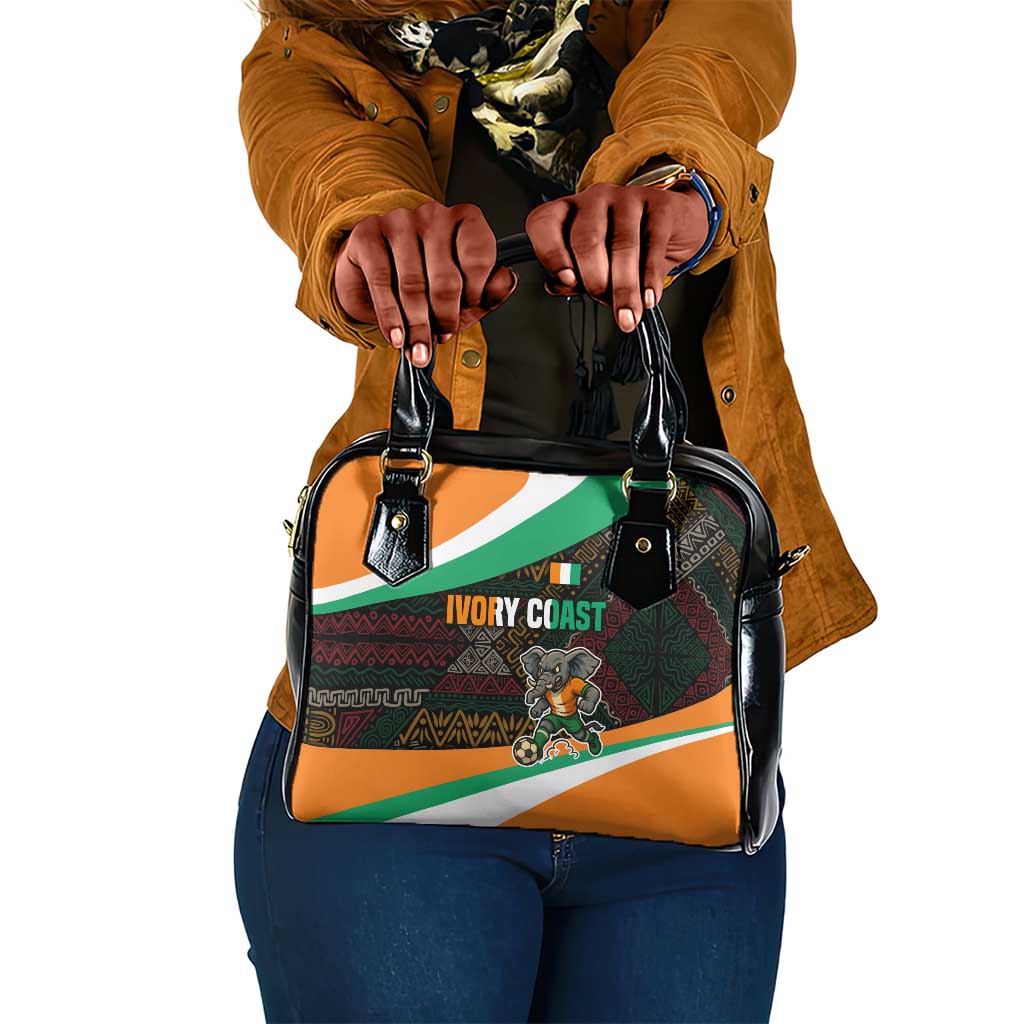 Ivory Coast Elephants Football Shoulder Handbag Soccer with Tribal Pattern - African Pride