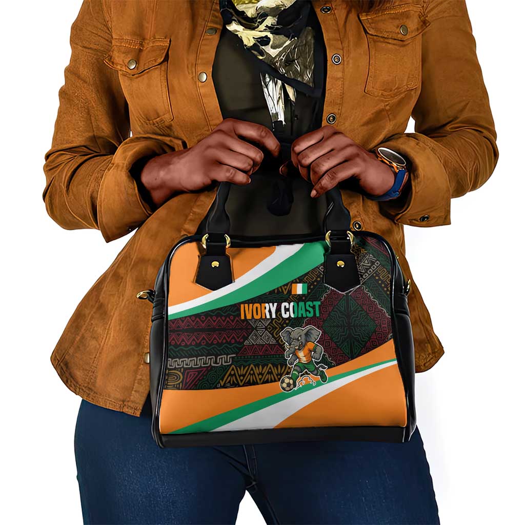 Ivory Coast Elephants Football Shoulder Handbag Soccer with Tribal Pattern - African Pride