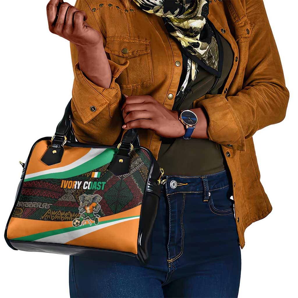 Ivory Coast Elephants Football Shoulder Handbag Soccer with Tribal Pattern - African Pride