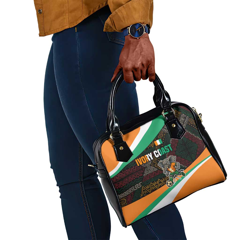 Ivory Coast Elephants Football Shoulder Handbag Soccer with Tribal Pattern - African Pride