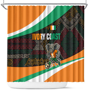 Ivory Coast Elephants Football Shower Curtain Soccer with Tribal Pattern - African Pride