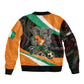 Ivory Coast Elephants Football Sleeve Zip Bomber Jacket Soccer with Tribal Pattern - African Pride