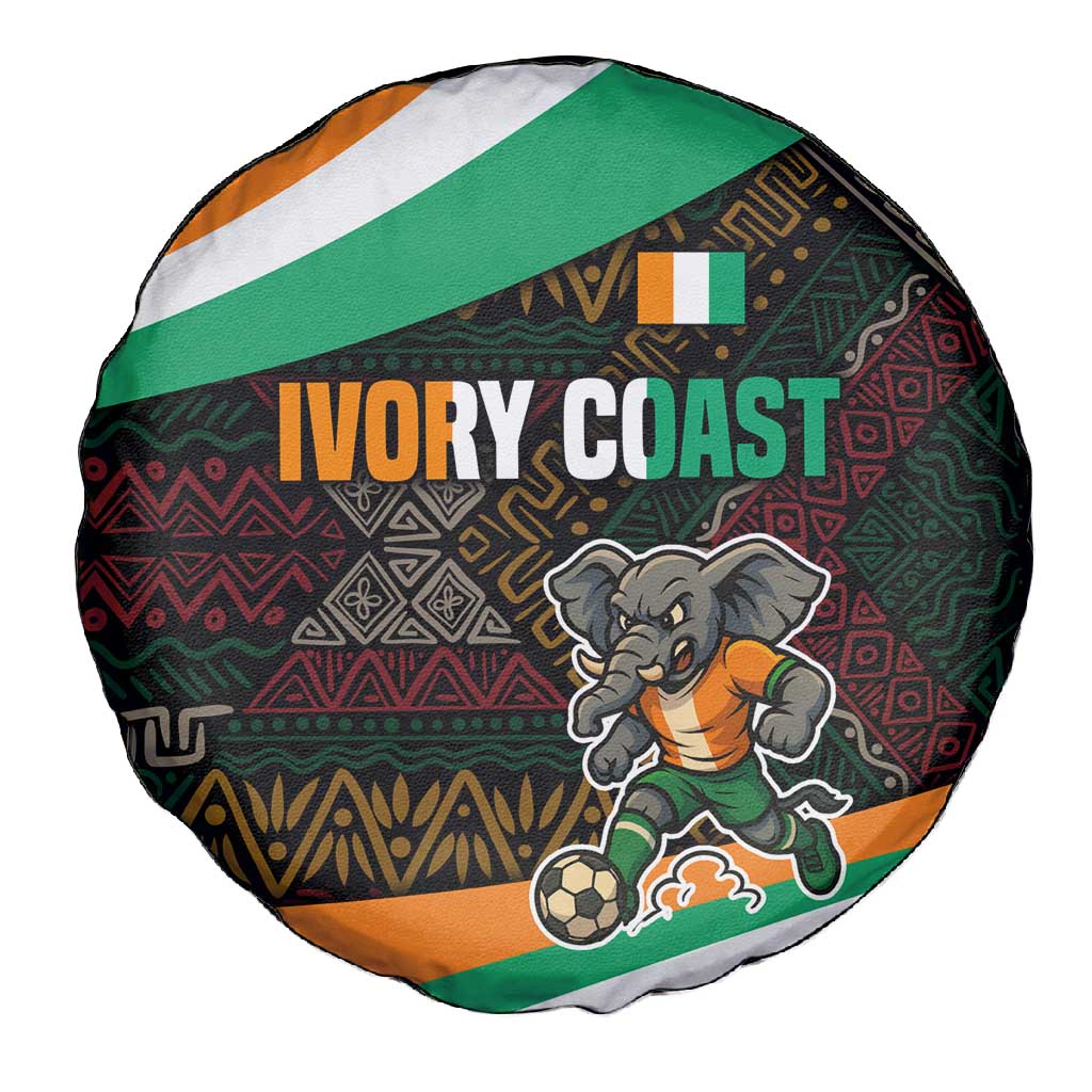 Ivory Coast Elephants Football Spare Tire Cover Soccer with Tribal Pattern - African Pride