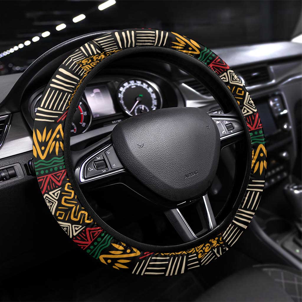 Ivory Coast Elephants Football Steering Wheel Cover Soccer with Tribal Pattern - African Pride