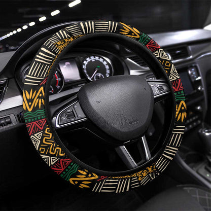 Ivory Coast Elephants Football Steering Wheel Cover Soccer with Tribal Pattern - African Pride