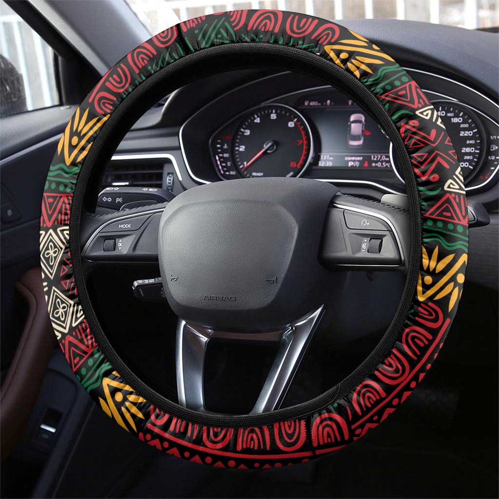 Ivory Coast Elephants Football Steering Wheel Cover Soccer with Tribal Pattern - African Pride