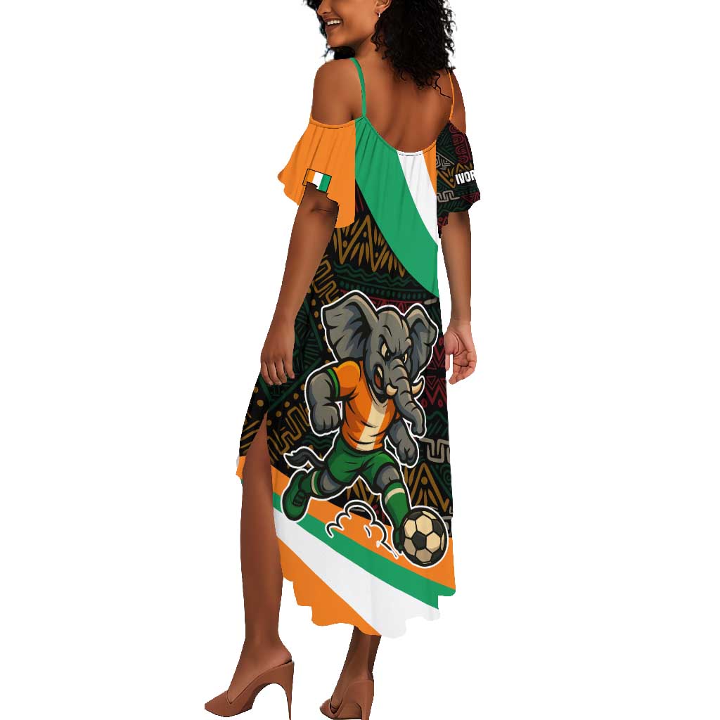 Ivory Coast Elephants Football Summer Maxi Dress Soccer with Tribal Pattern - African Pride