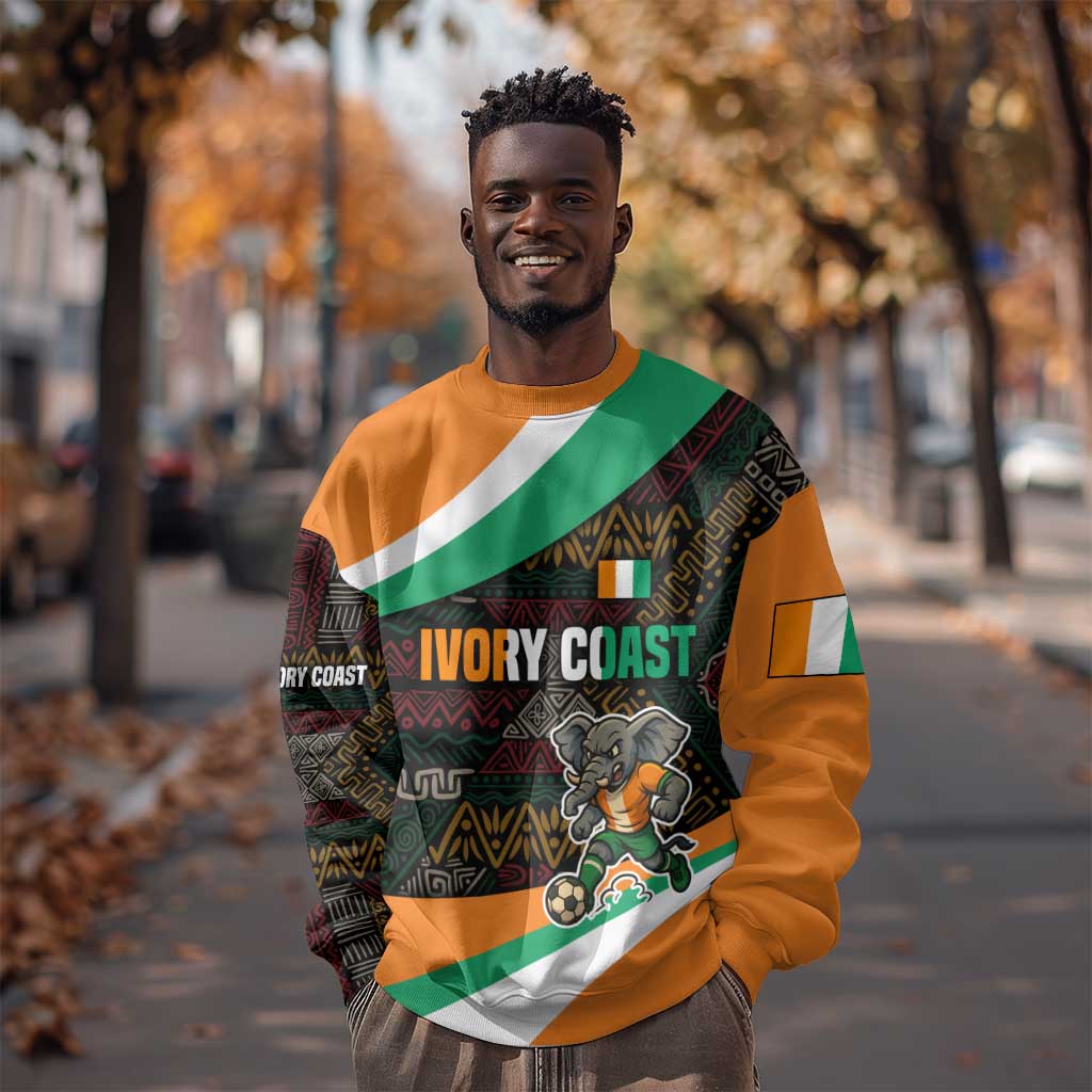 Ivory Coast Elephants Football Sweatshirt Soccer with Tribal Pattern - African Pride