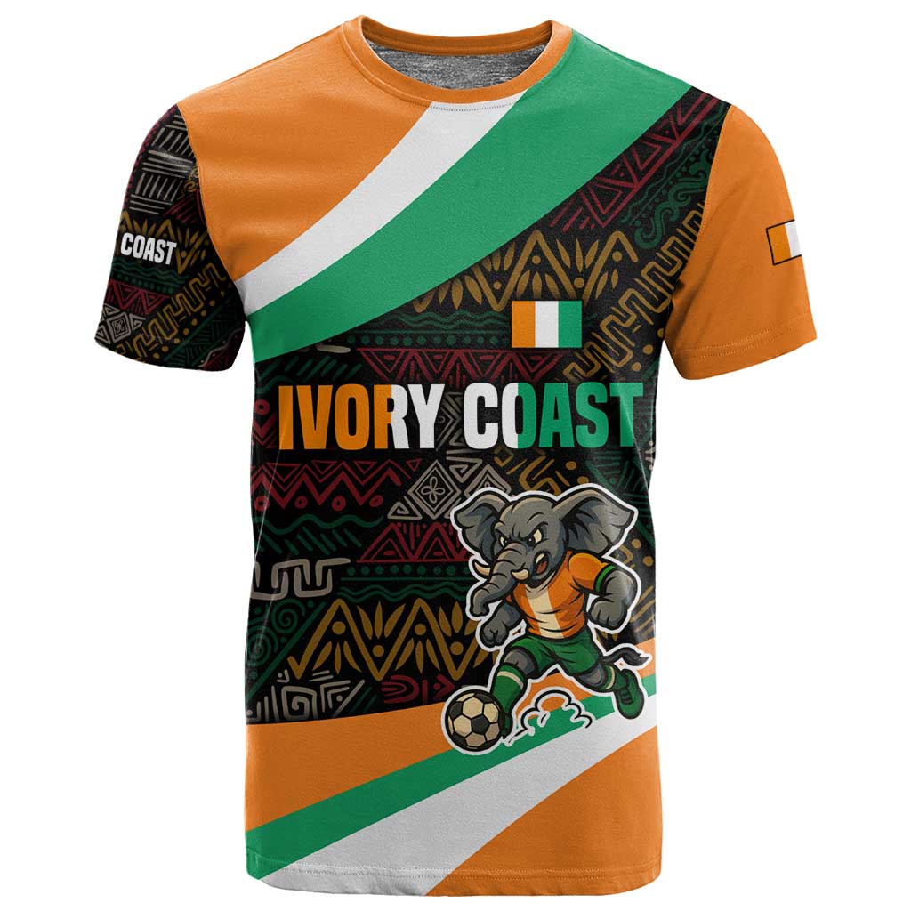 Ivory Coast Elephants Football T shirt Soccer with Tribal Pattern - African Pride
