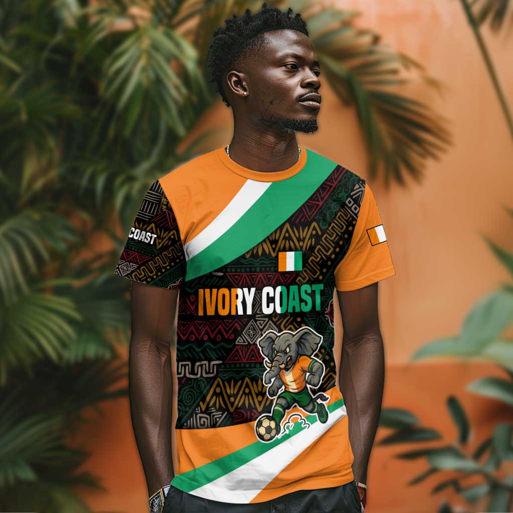 Ivory Coast Elephants Football T shirt Soccer with Tribal Pattern - African Pride