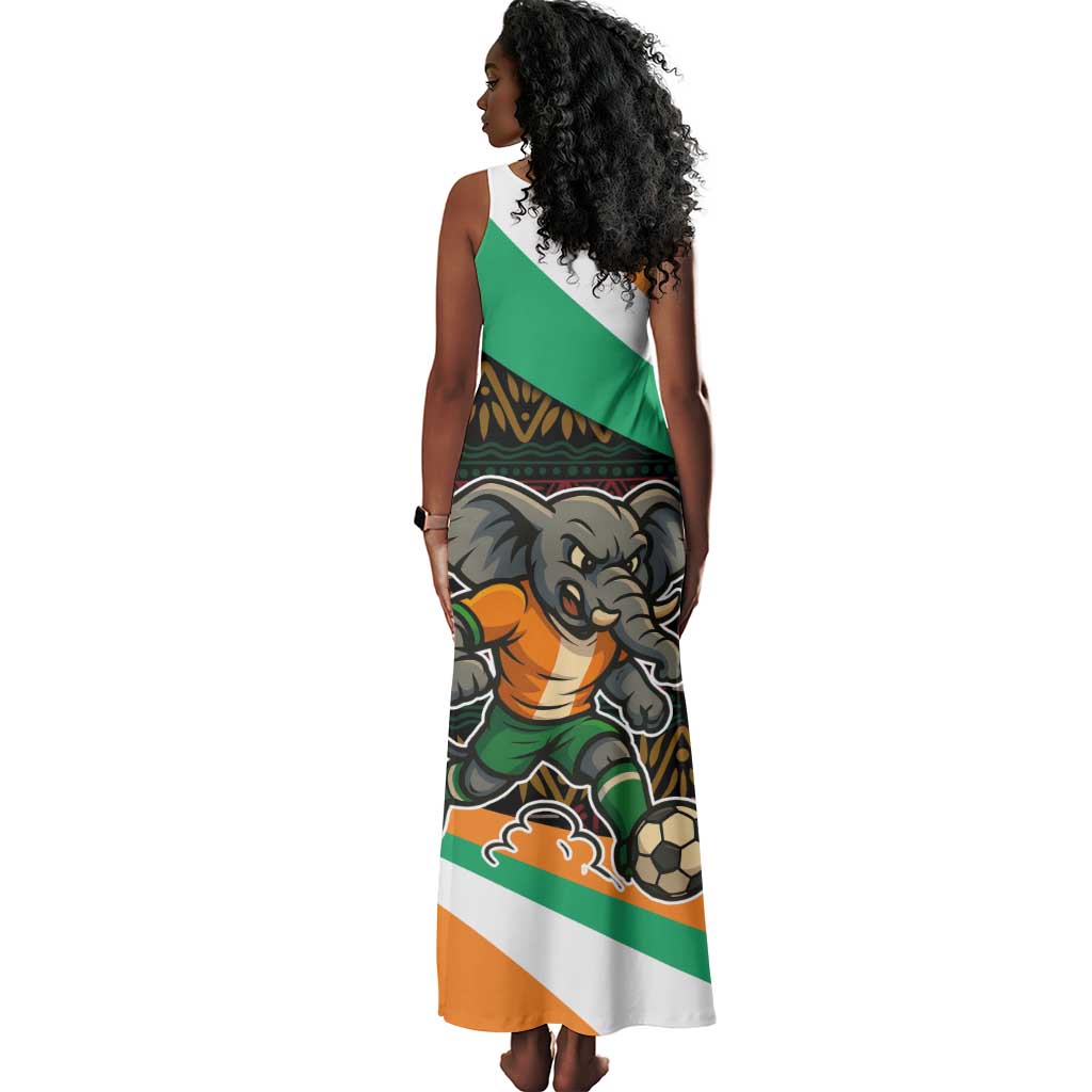 Ivory Coast Elephants Football Tank Maxi Dress Soccer with Tribal Pattern - African Pride