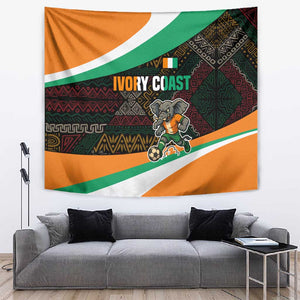 Ivory Coast Elephants Football Tapestry Soccer with Tribal Pattern - African Pride
