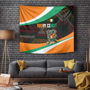 Ivory Coast Elephants Football Tapestry Soccer with Tribal Pattern - African Pride