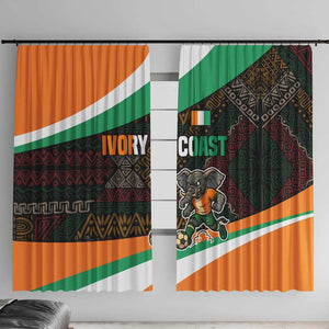 Ivory Coast Elephants Football Window Curtain Soccer with Tribal Pattern - African Pride