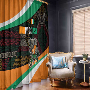 Ivory Coast Elephants Football Window Curtain Soccer with Tribal Pattern - African Pride