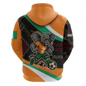 Ivory Coast Elephants Football Zip Hoodie Soccer with Tribal Pattern - African Pride