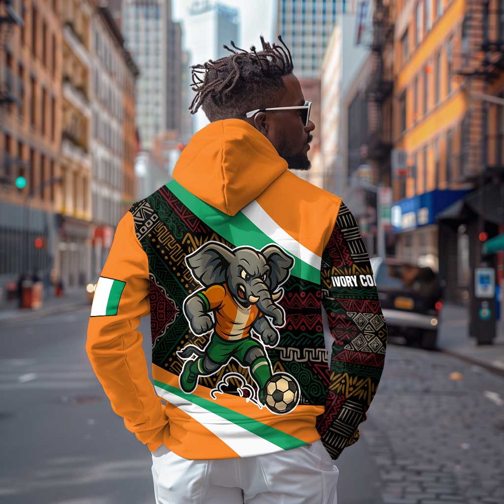Ivory Coast Elephants Football Zip Hoodie Soccer with Tribal Pattern - African Pride