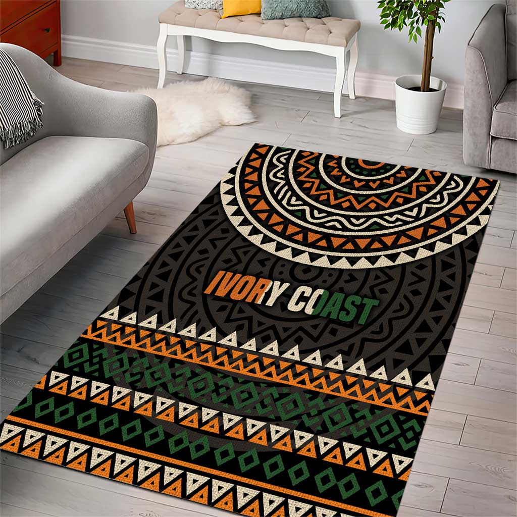 Ivory Coast African Pattern Area Rug Ethnic Geometric and National Motto - African Pride