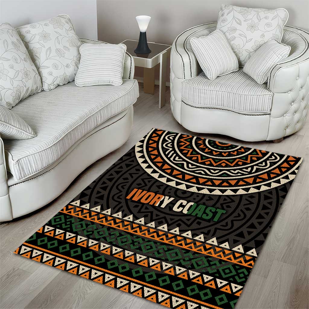 Ivory Coast African Pattern Area Rug Ethnic Geometric and National Motto - African Pride