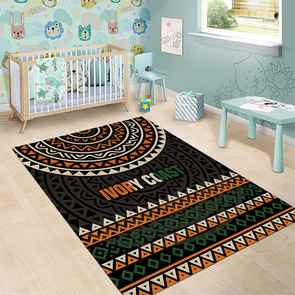Ivory Coast African Pattern Area Rug Ethnic Geometric and National Motto - African Pride