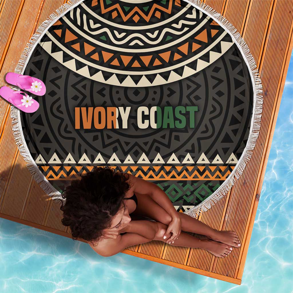Ivory Coast African Pattern Beach Blanket Ethnic Geometric and National Motto - African Pride