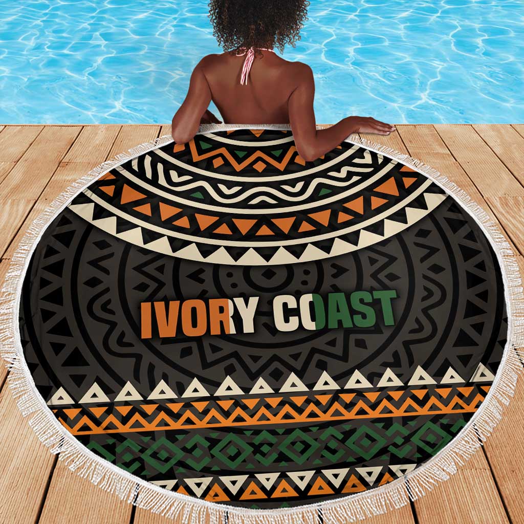 Ivory Coast African Pattern Beach Blanket Ethnic Geometric and National Motto - African Pride