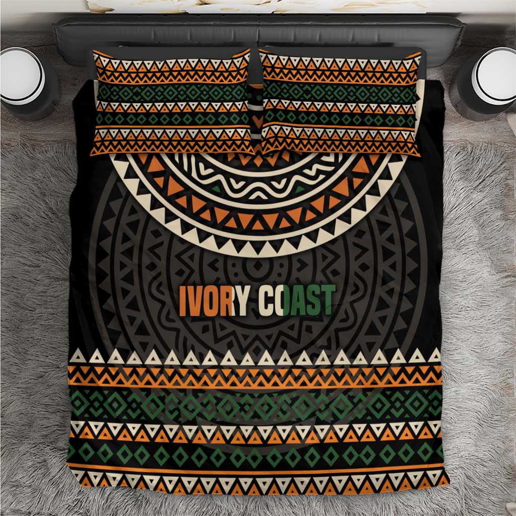 Ivory Coast African Pattern Bedding Set Ethnic Geometric and National Motto - African Pride