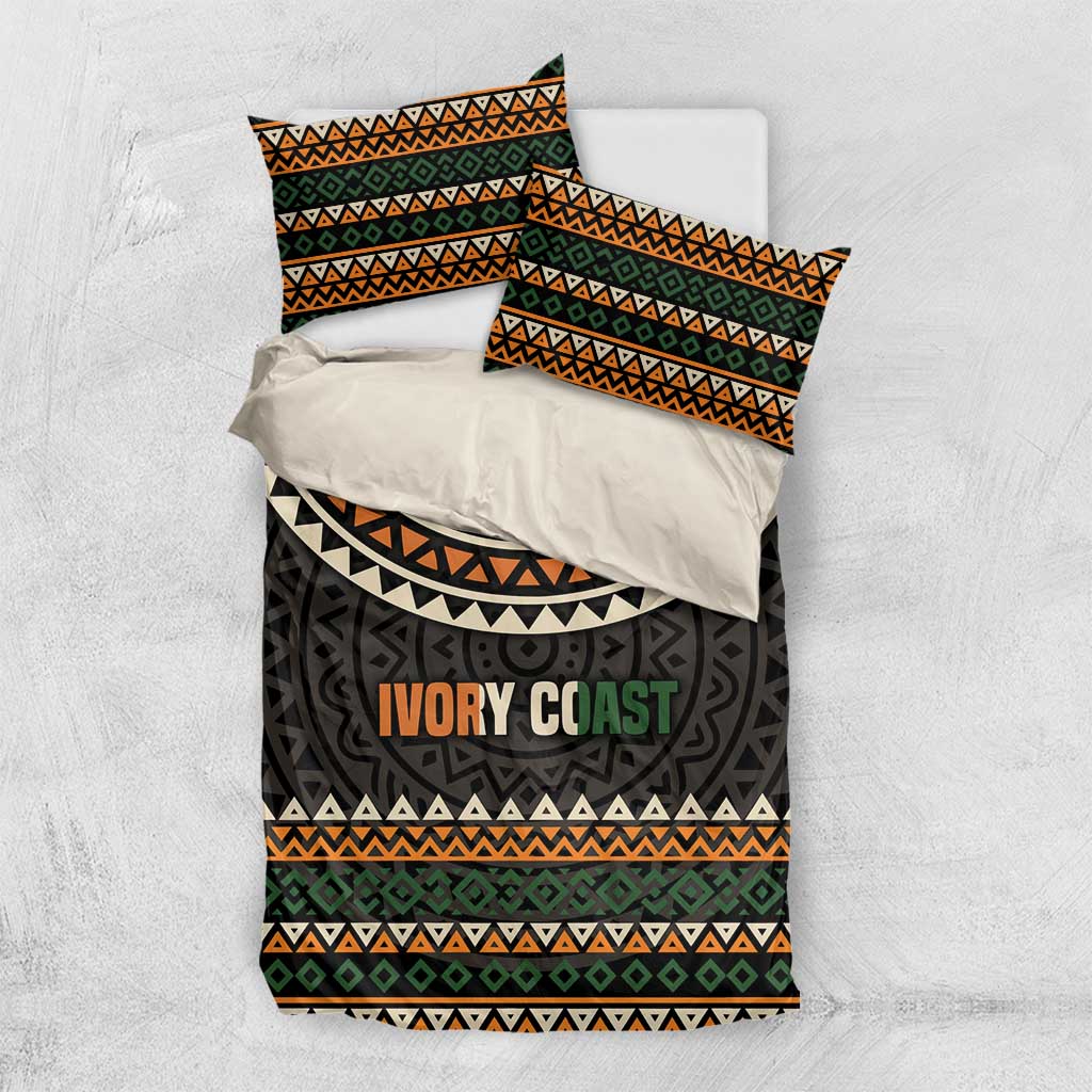 Ivory Coast African Pattern Bedding Set Ethnic Geometric and National Motto - African Pride