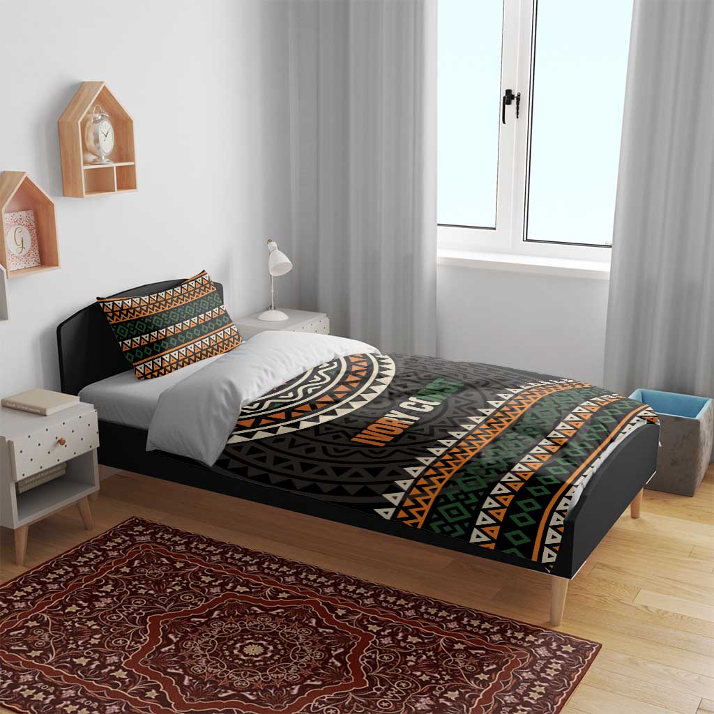 Ivory Coast African Pattern Bedding Set Ethnic Geometric and National Motto - African Pride