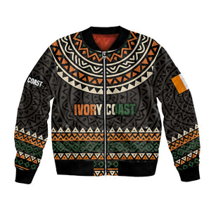 Ivory Coast African Pattern Bomber Jacket Ethnic Geometric and National Motto - African Pride