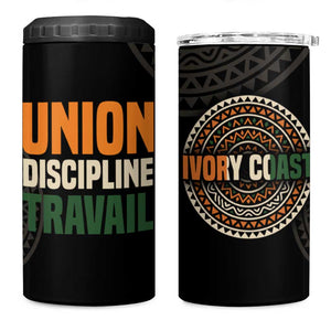 Ivory Coast African Pattern 4 in 1 Can Cooler Tumbler Ethnic Geometric and National Motto - African Pride