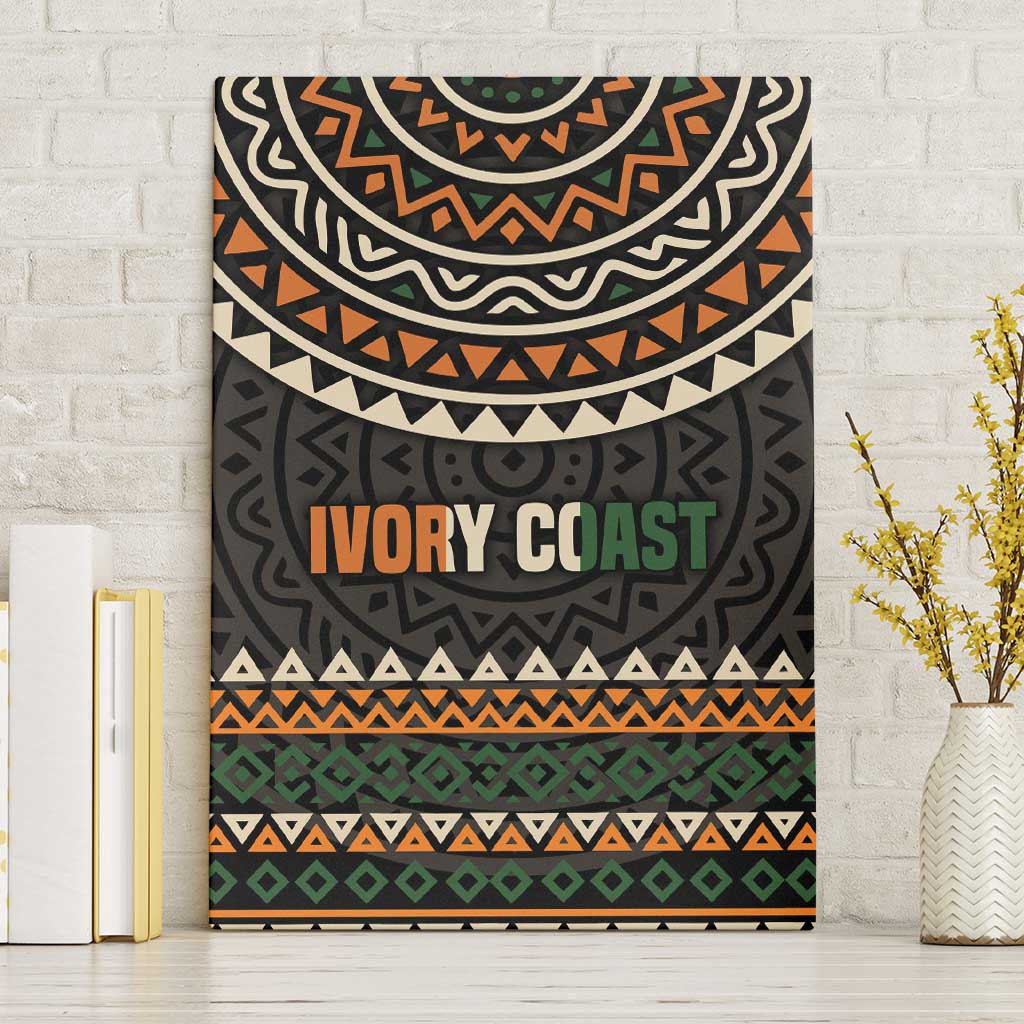Ivory Coast African Pattern Canvas Wall Art Ethnic Geometric and National Motto - African Pride