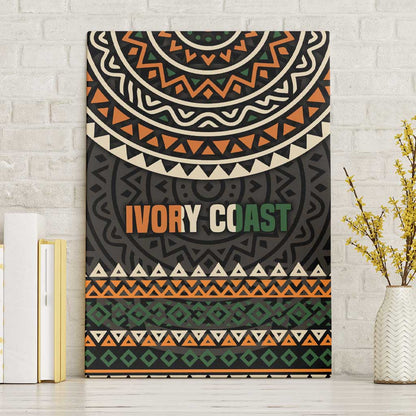 Ivory Coast African Pattern Canvas Wall Art Ethnic Geometric and National Motto - African Pride