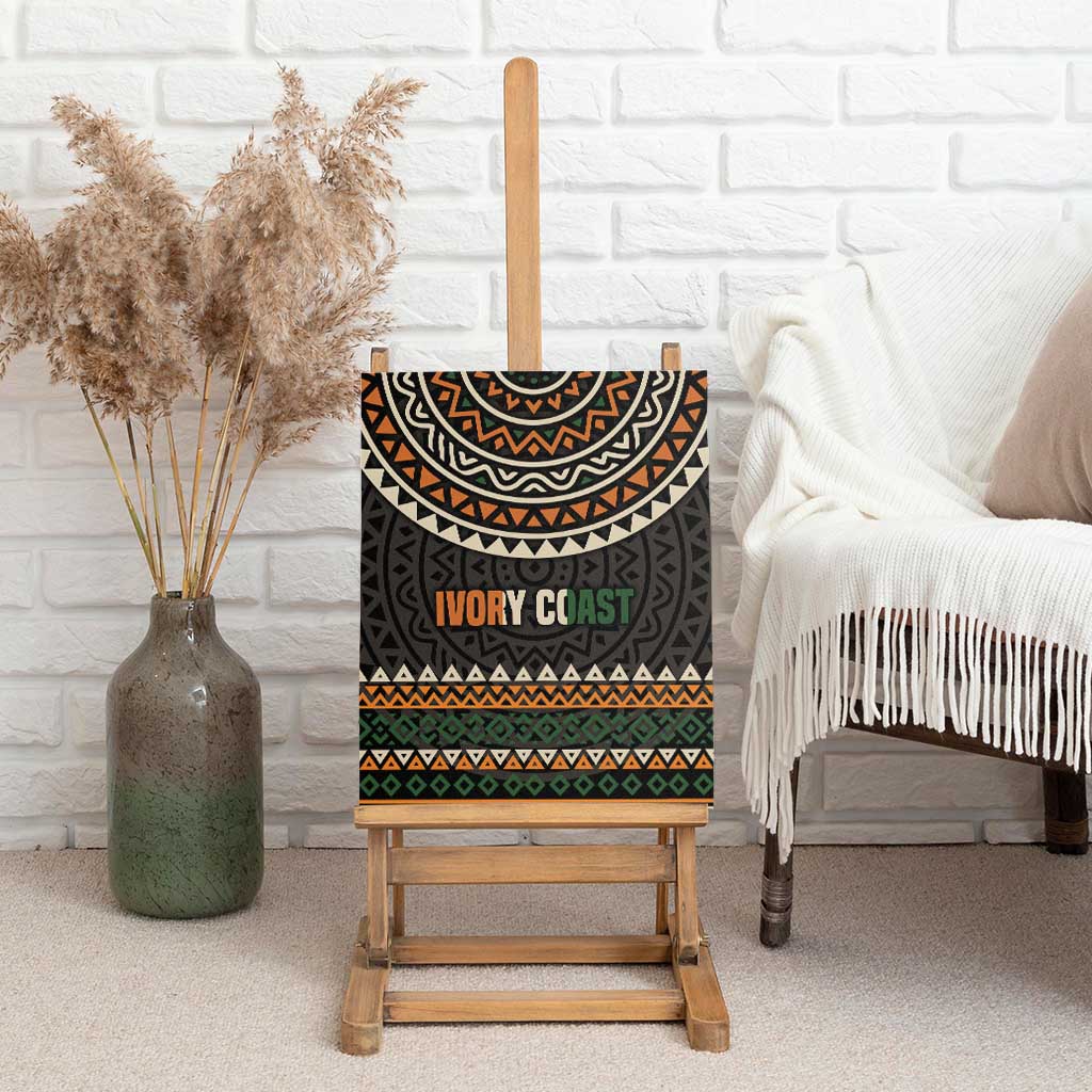 Ivory Coast African Pattern Canvas Wall Art Ethnic Geometric and National Motto - African Pride