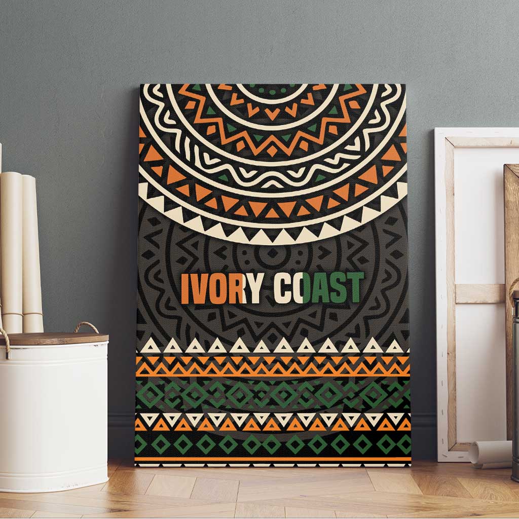Ivory Coast African Pattern Canvas Wall Art Ethnic Geometric and National Motto - African Pride