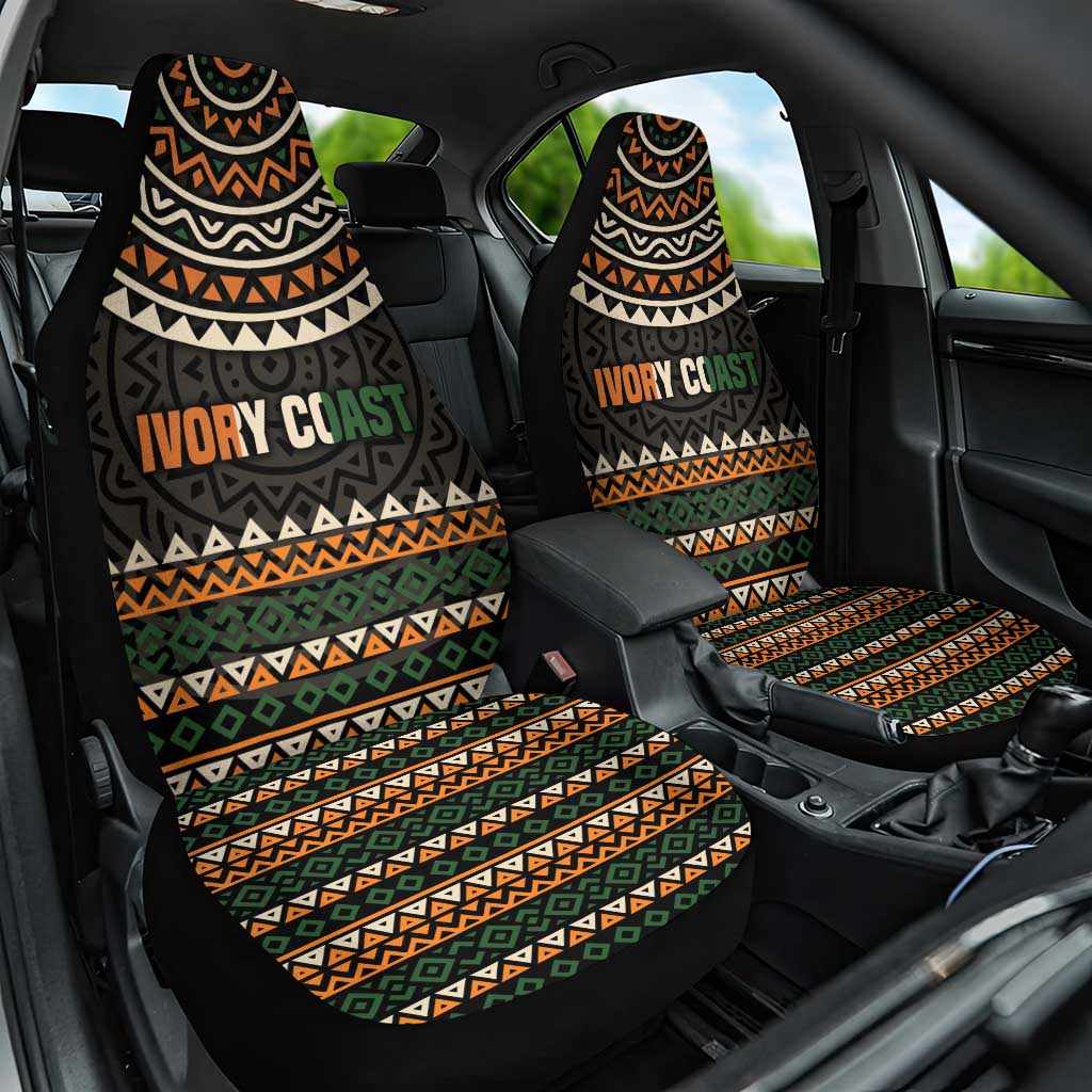 Ivory Coast African Pattern Car Seat Cover Ethnic Geometric and National Motto - African Pride