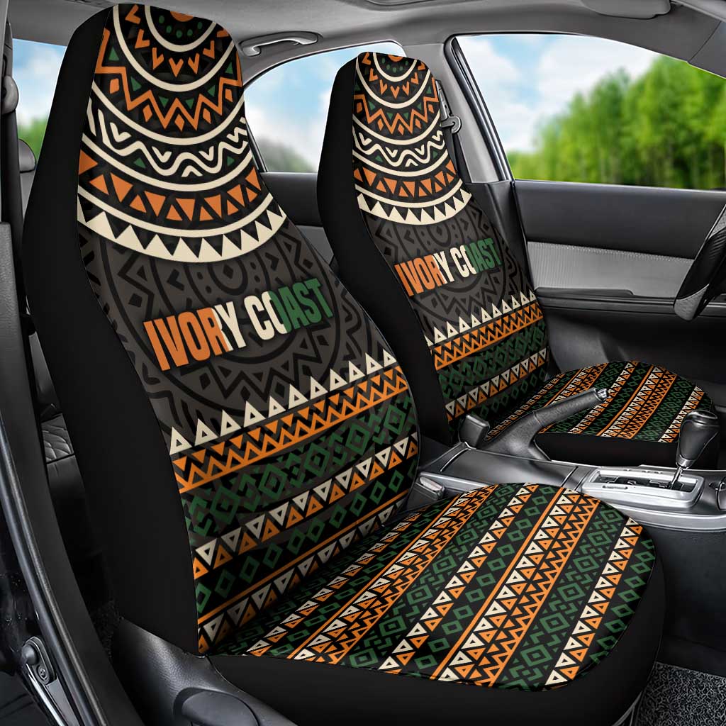 Ivory Coast African Pattern Car Seat Cover Ethnic Geometric and National Motto - African Pride