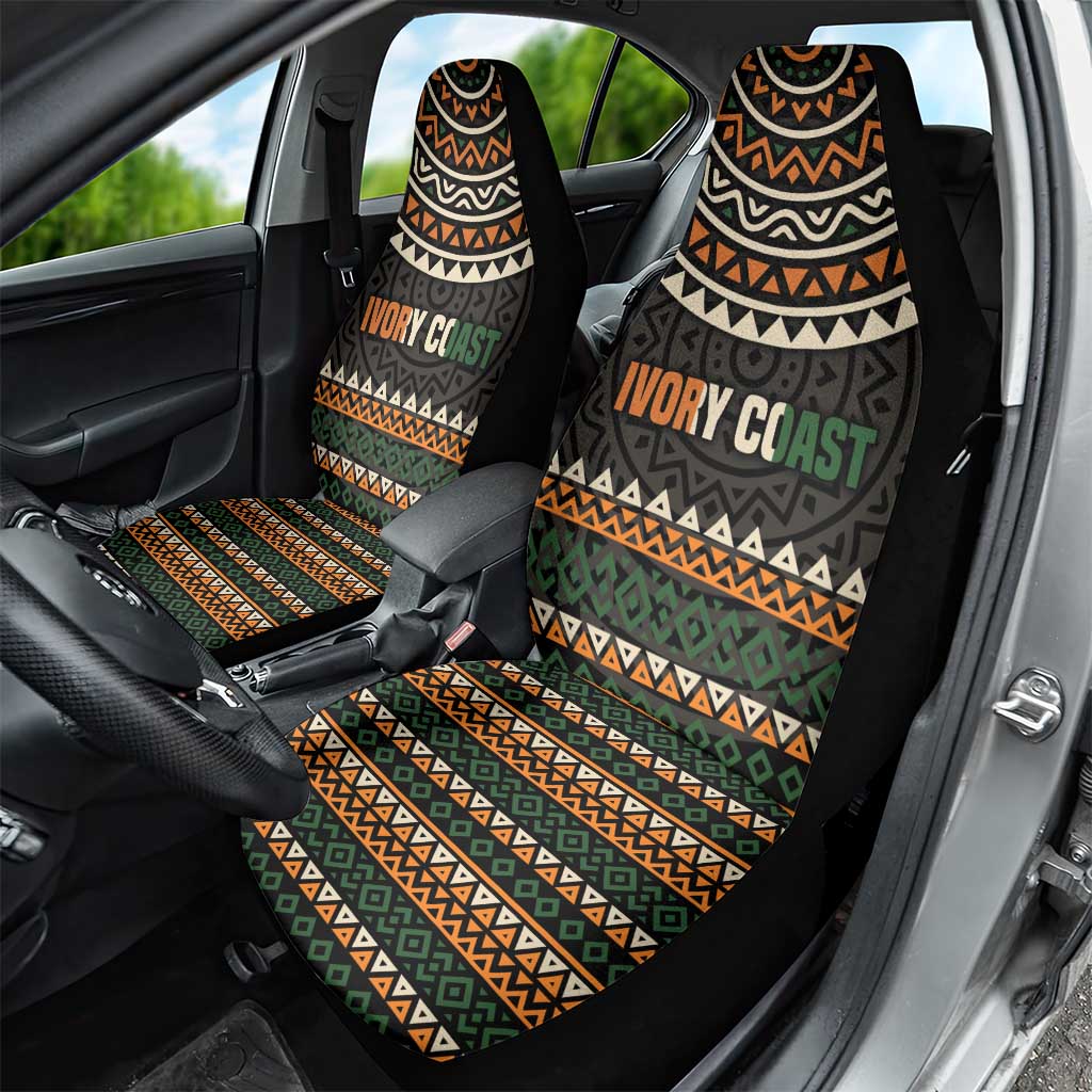 Ivory Coast African Pattern Car Seat Cover Ethnic Geometric and National Motto - African Pride