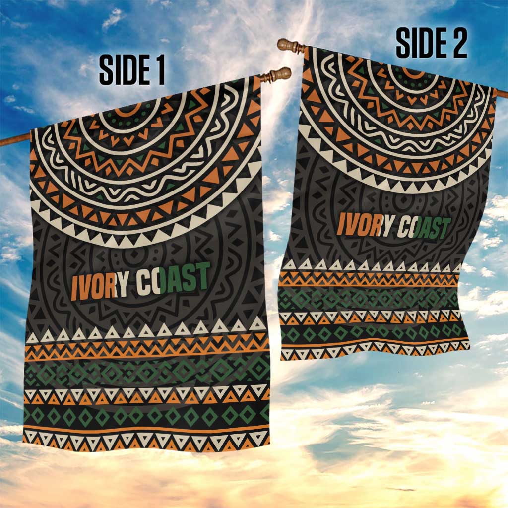 Ivory Coast African Pattern Garden Flag Ethnic Geometric and National Motto - African Pride