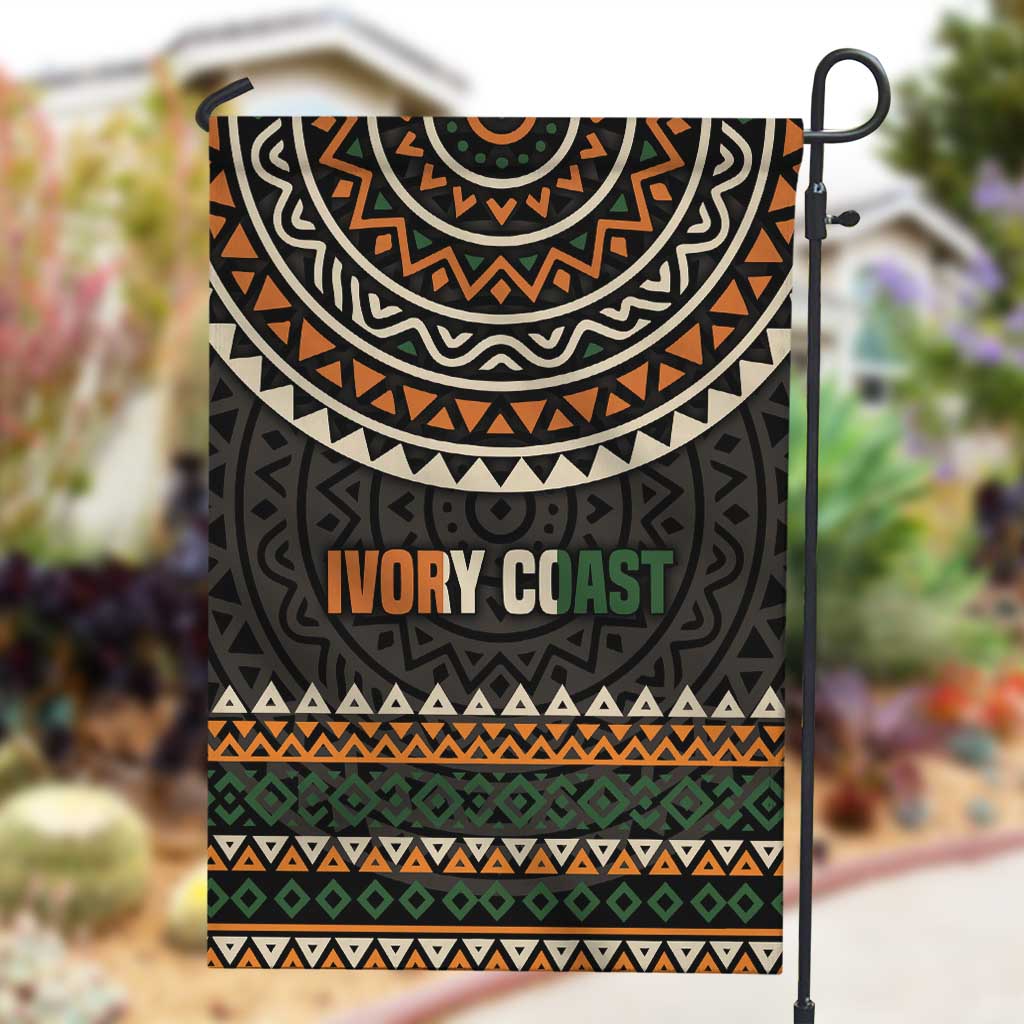 Ivory Coast African Pattern Garden Flag Ethnic Geometric and National Motto - African Pride