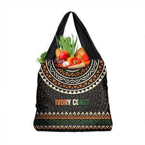 Ivory Coast African Pattern Grocery Bag Ethnic Geometric and National Motto - African Pride