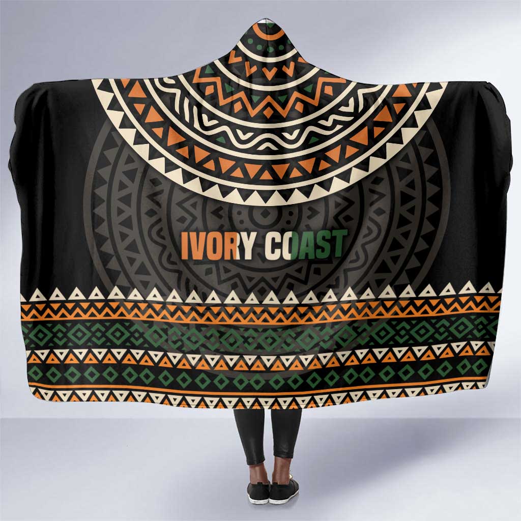 Ivory Coast African Pattern Hooded Blanket Ethnic Geometric and National Motto - African Pride